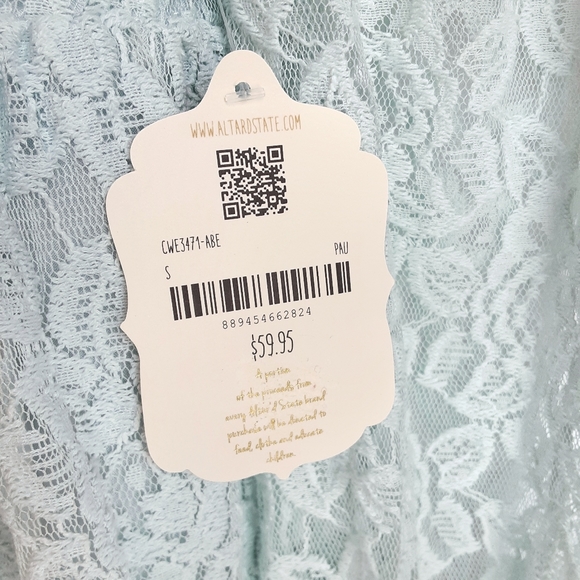 ALTAR'D STATE Precilla Floral Lace Square Neckline Frilled Blouse Size Small - Picture 9 of 12